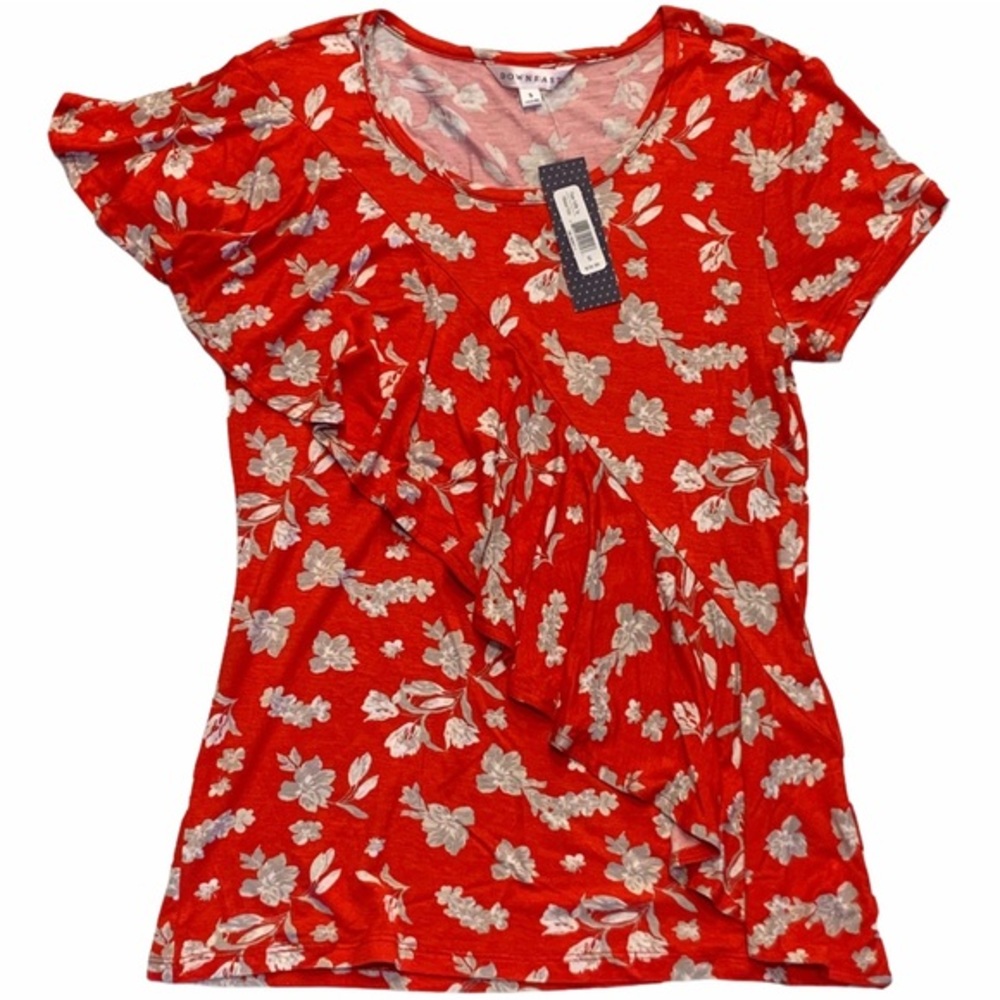 NWT DOWNEAST Power Ruffle Top Short Sleeve Top